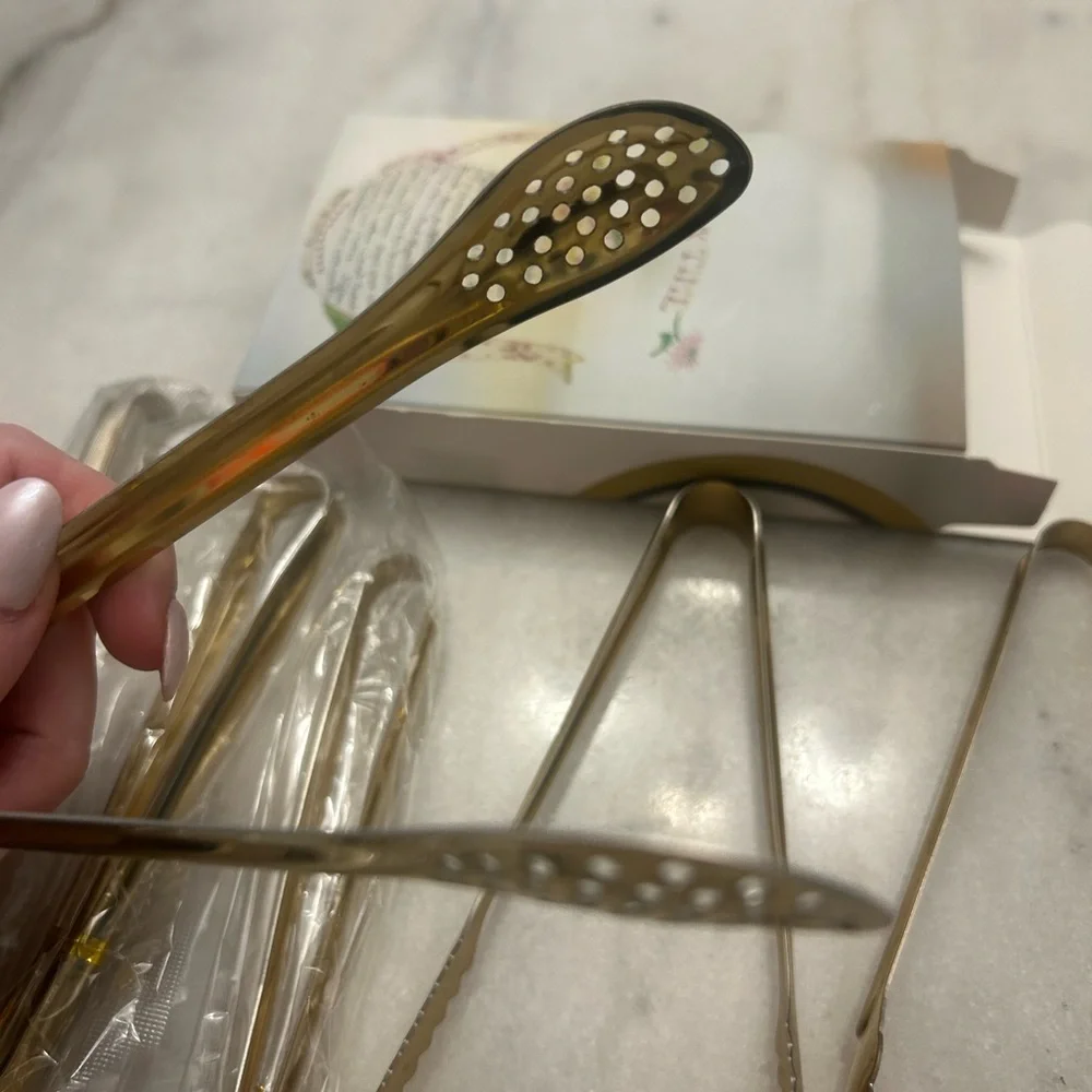 Hinmay Gold Stainless Steel Cocktail Mini Tongs Set - Picture 11 of 11